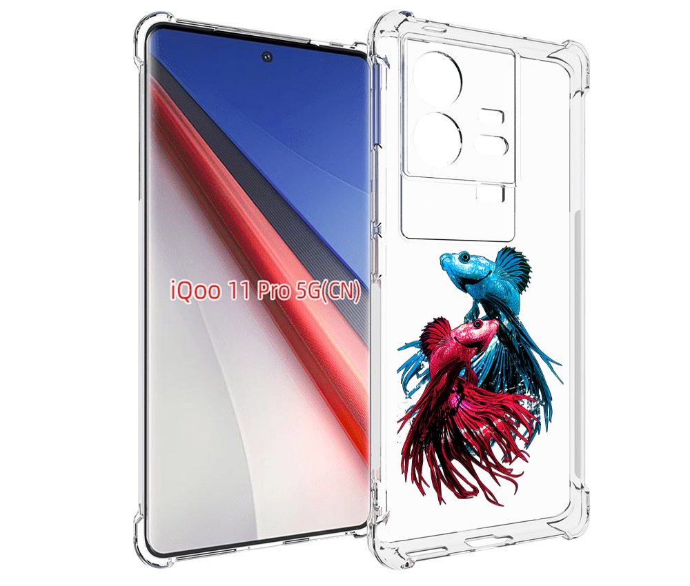 

Чехол бампер MyPads рыбы петушки для Vivo iQOO 11 Pro противоуда..., Прозрачный, Tocco