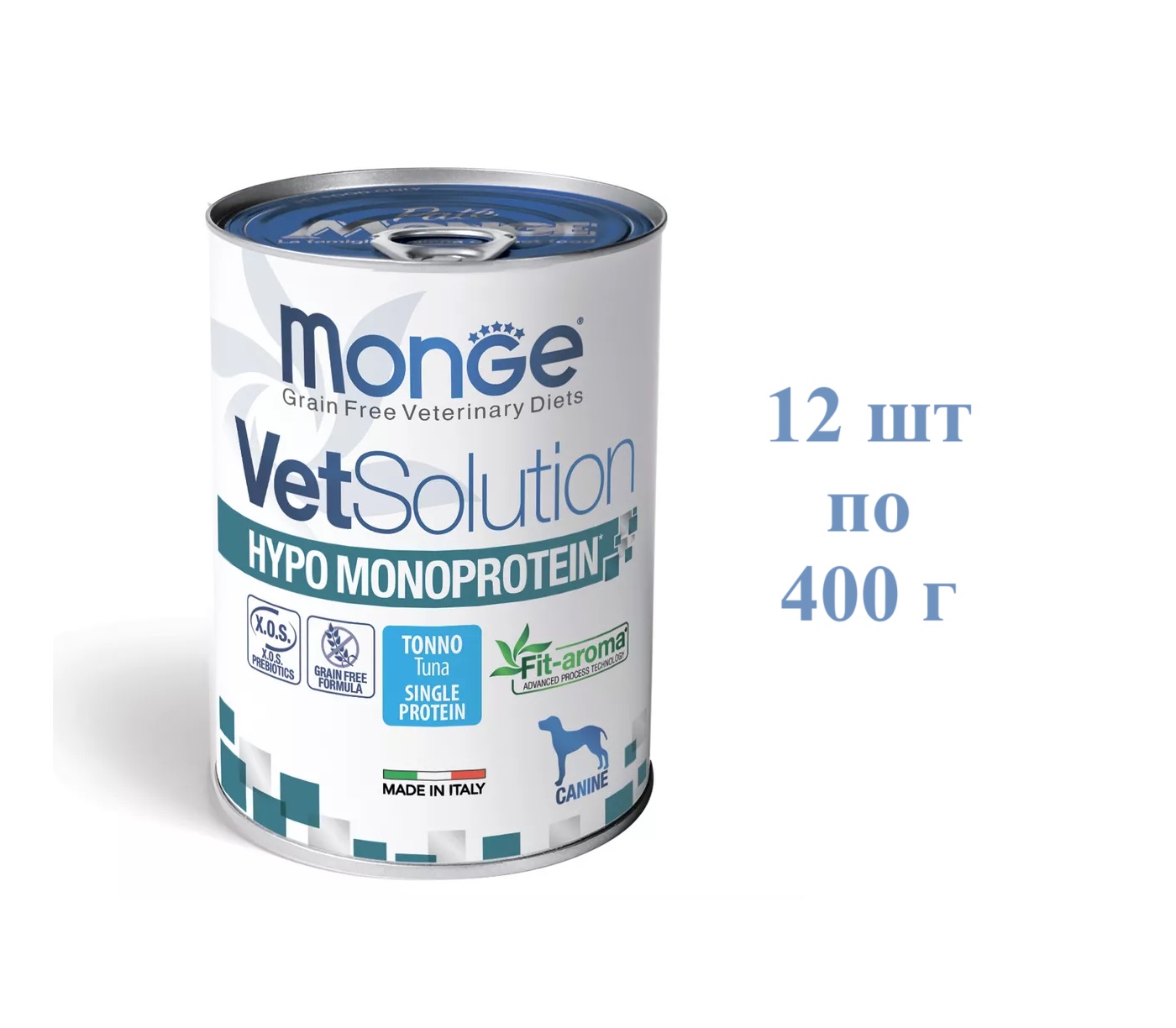 Консервы для собак Monge VetSolution Dog Hypo Monoprotein TUNA тунец 12 шт по 400 г 6569₽