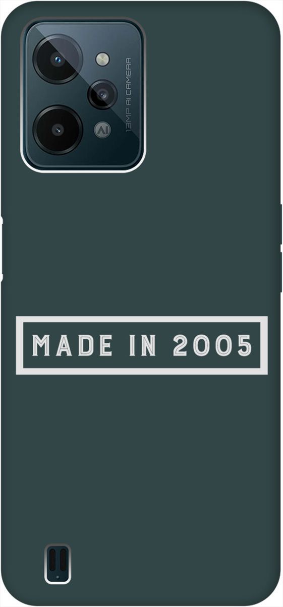 

Силиконовый чехол на realme C31 с принтом "2005 W" зеленый, Зеленый;серебристый, 1573100