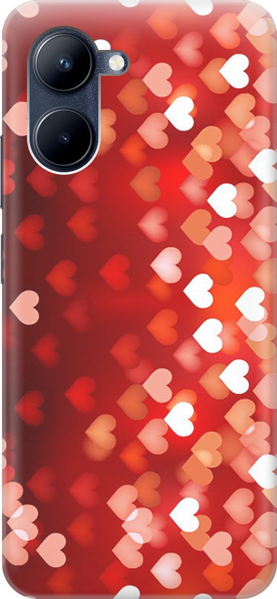 

Силиконовый чехол на realme C33 с принтом "Бокэ из красных сердечек", Красный, 1573600