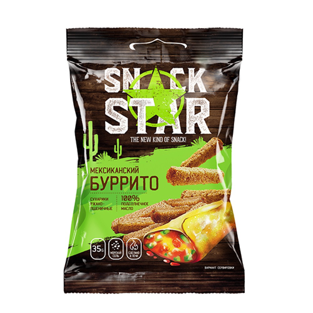 

Сухарики Snack star Мексиканская сальса ржано-пшеничные, 35г, Snack star