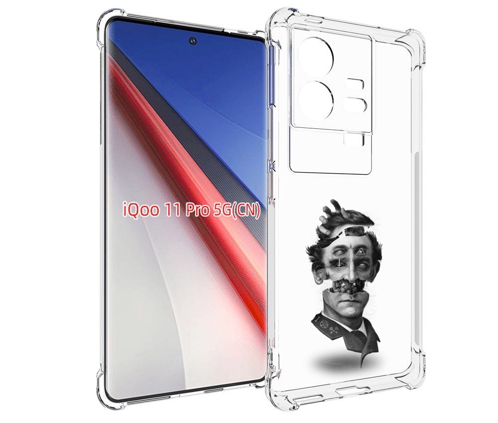 

Чехол бампер MyPads страшное лицо абстракция для Vivo iQOO 11 Pr..., Прозрачный, Tocco