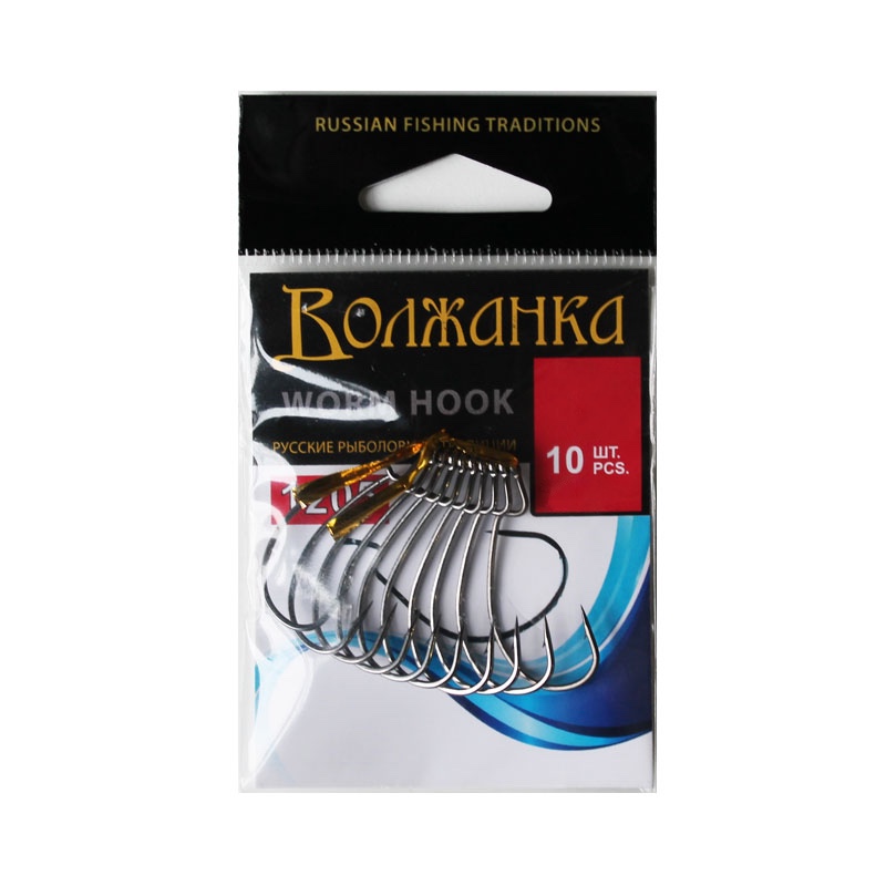 

Крючки "Volzhanka Worm Hook" # 1 (10шт/уп), Черный, Worm Hook