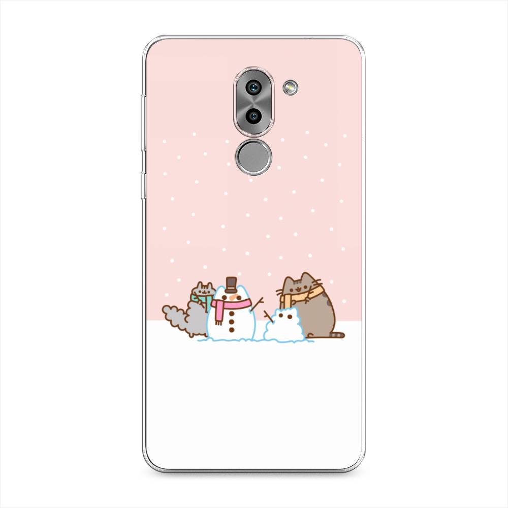 

Чехол на Honor 6X "Котики в снегу", Розовый;белый;серый, 60750-5