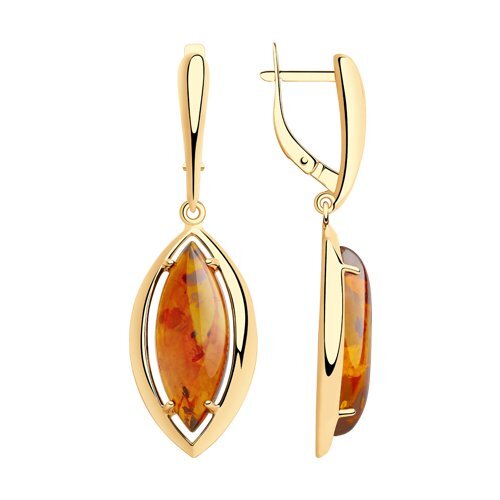 

Серьги подвески из серебра TEO MAORI 883020065, янтарь, 883020065