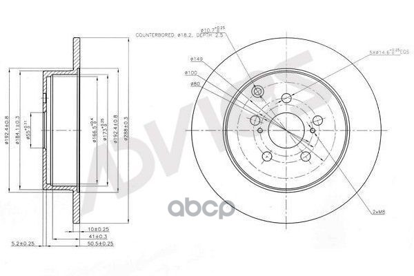 

Тормозной диск ADVICS задний A6R408B