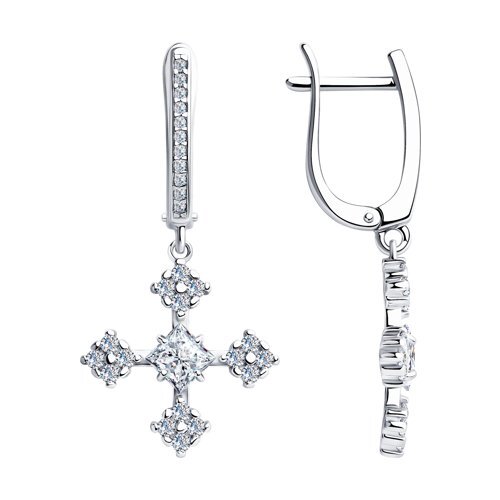 

Серьги подвески из серебра TEO MAORI 894023661, фианит, 894023661