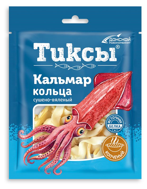 

Кальмар Тиксы сушено-вяленый кольца 70 г