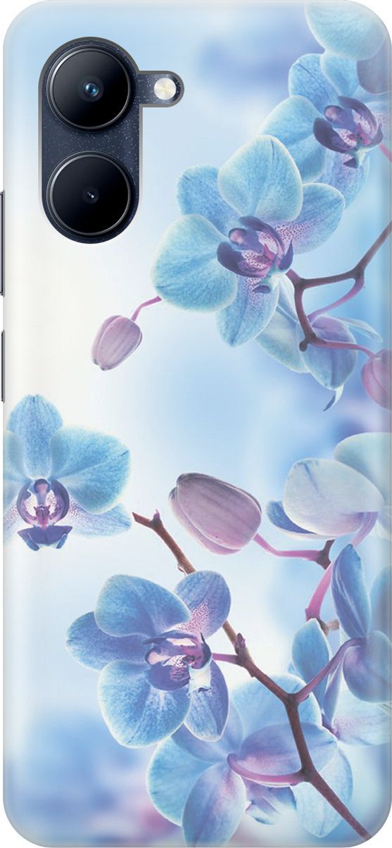 

Силиконовый чехол на realme C33 с принтом "Голубые орхидеи", Голубой;серый, 1574400