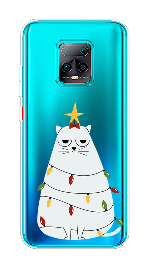 

Чехол на Xiaomi Redmi 10X Pro 5G "Котик в гирлянде", Белый;красный;желтый, 38650-1