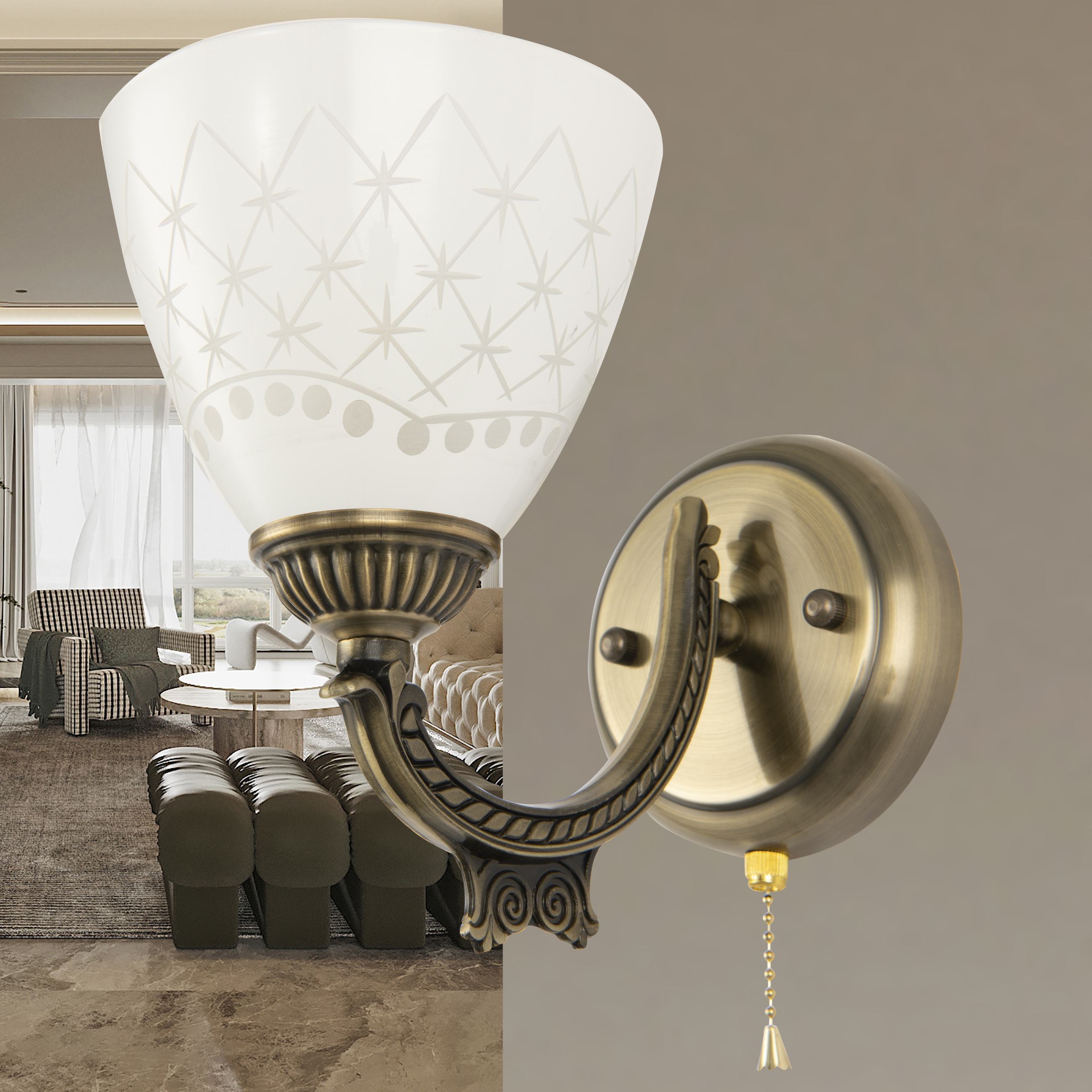 

Бра Arte Perfetto Luce 3334.8494.1W.AB 1хE27х40W, 3334.8494.1W.AB