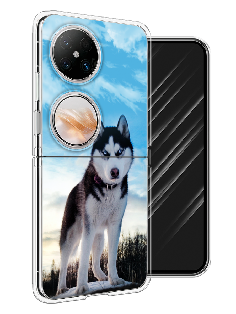 

Чехол Awog на Huawei Pocket 2 "Хаски 3", Белый;черный;голубой, 6123850-1