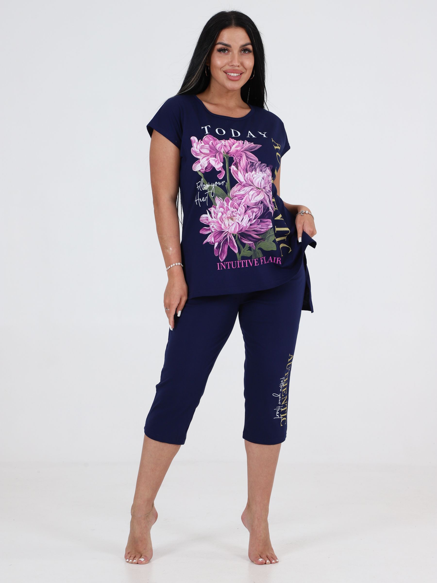 Комплект домашний женский Home Style 838КБ01 синий 48 RU 1377₽