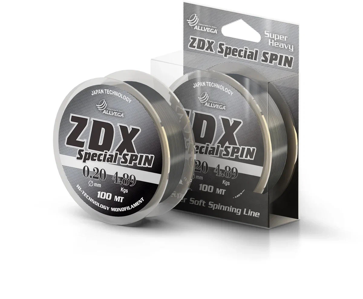 Леска Allvega ZDX Special Spin монофильная, 0,20 мм, 4,89 кг, светло-серая, ZDX10020