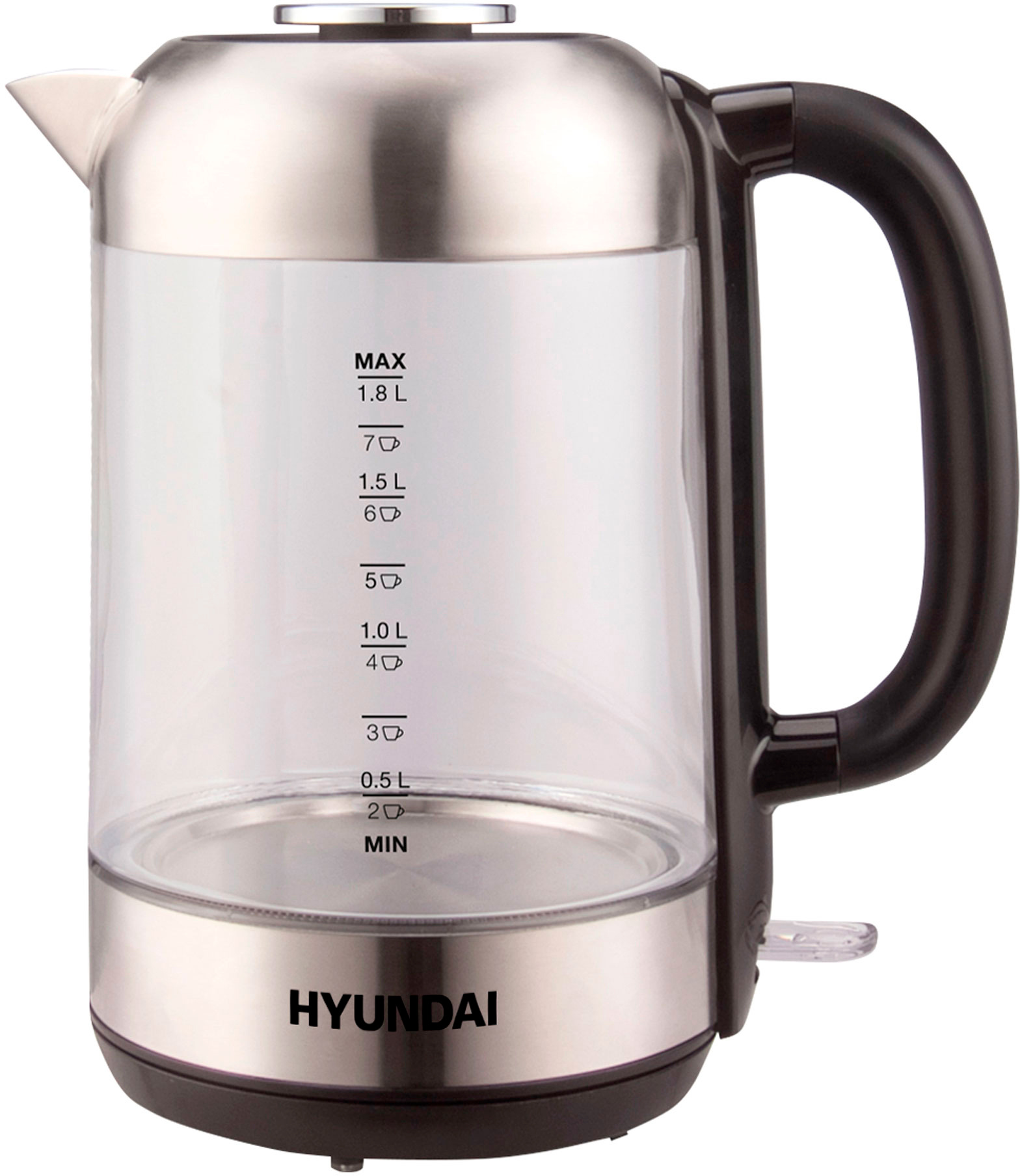Чайник электрический HYUNDAI 1.8 л черный чайник hyundai hyk g4034 2200 вт прозрачный стекло 1 8 л