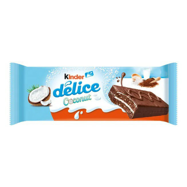 Пирожное Kinder Delice бисквитное кокос в глазури СЗМЖ 37 г