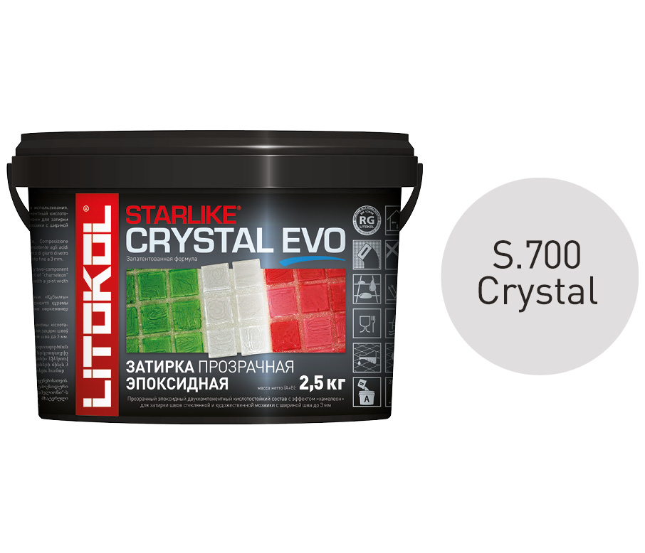 Затирка LITOKOL STARLIKE EVO S.700 CRYSTAL, 2,5 кг эпоксидная смола crystal fast 150 г