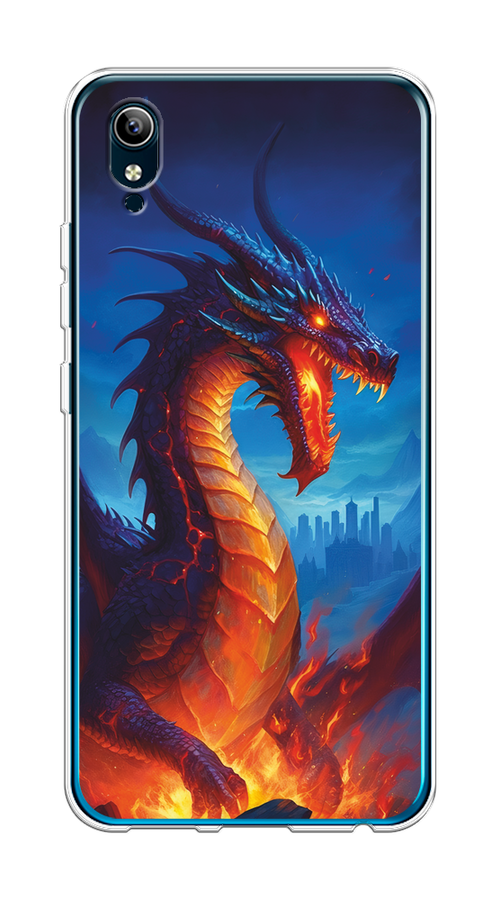 

Чехол на Vivo Y91c/Y1s "Дракон над лавой", Оранжевый;коричневый;синий, 263250-1