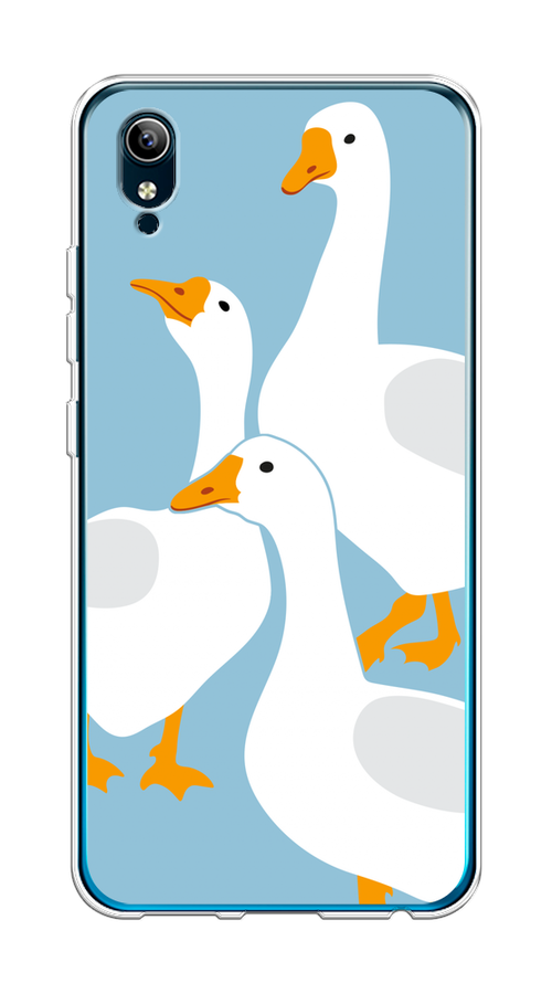 

Чехол на Vivo Y91c/Y1s "Гусиное трио", Голубой;белый;серый;желтый, 263250-1