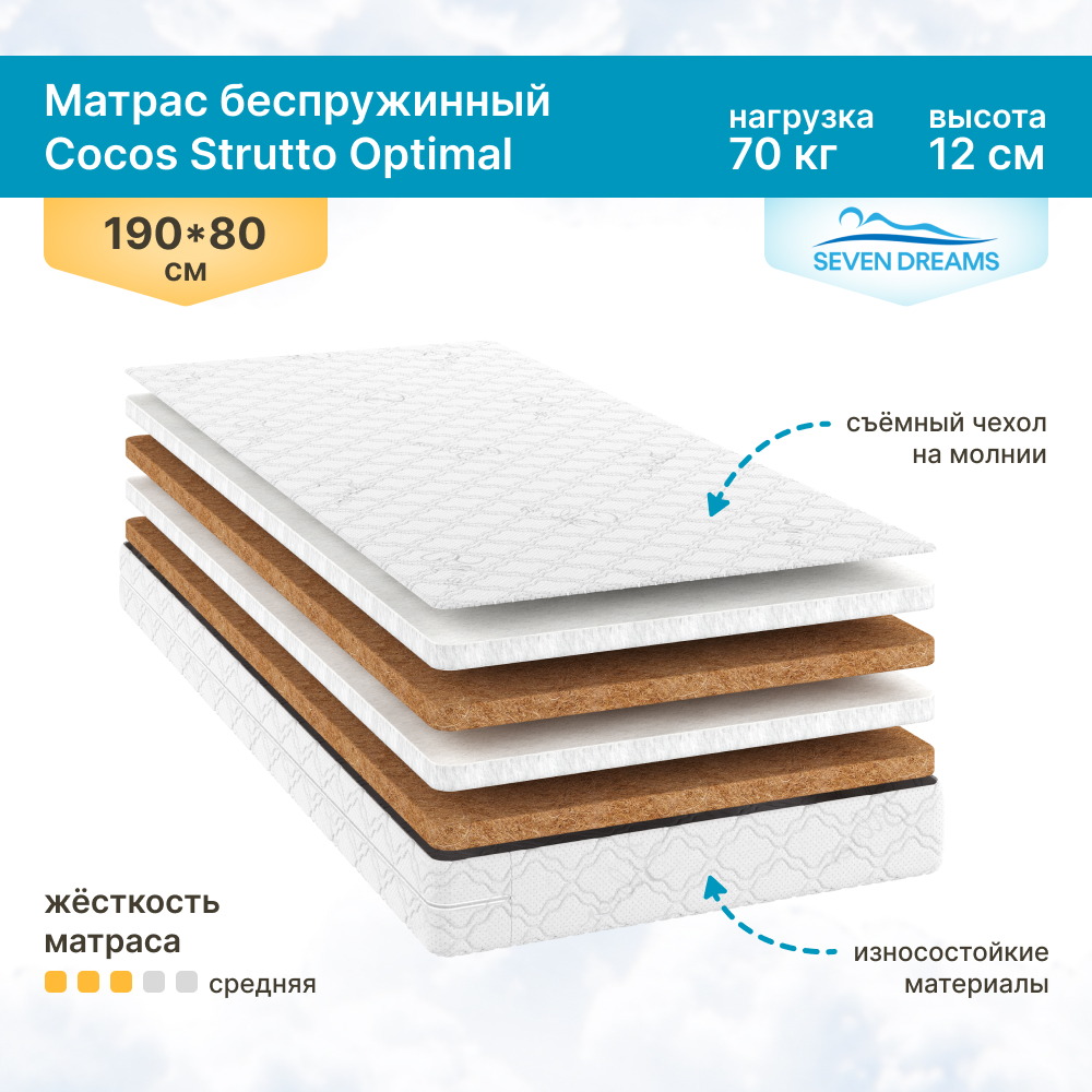

Матрас SevenDreams Cocos Strutto Optimal 80 на 190 см, Cocos Strutto Optimal