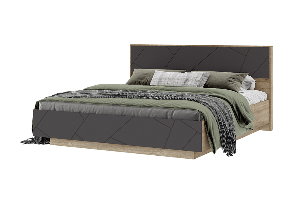 Кровать Нонтон Даллас 180х200 дуб каньонсофт графит 27390₽