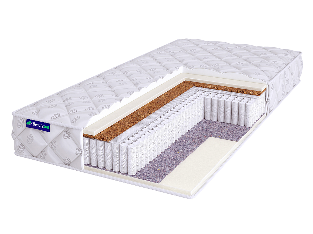 

Матрас  BeautySon Roll SPRING Soft Cocos S1200 Бесклеевой 165x200 18 см, Белый, Roll SPRING Soft Cocos S1200