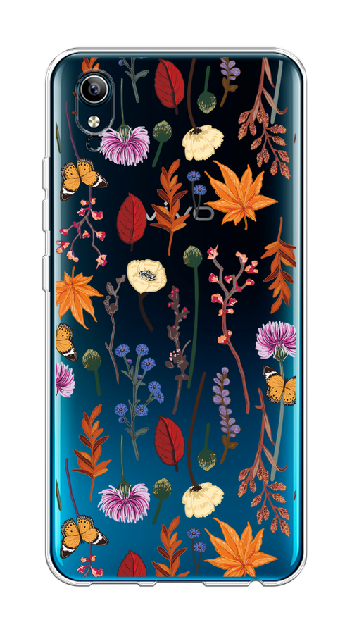 

Чехол на Vivo Y91c/Y1s "Orange Purple flowers", Оранжевый;красный;розовый;желтый;прозрачный, 263250-1