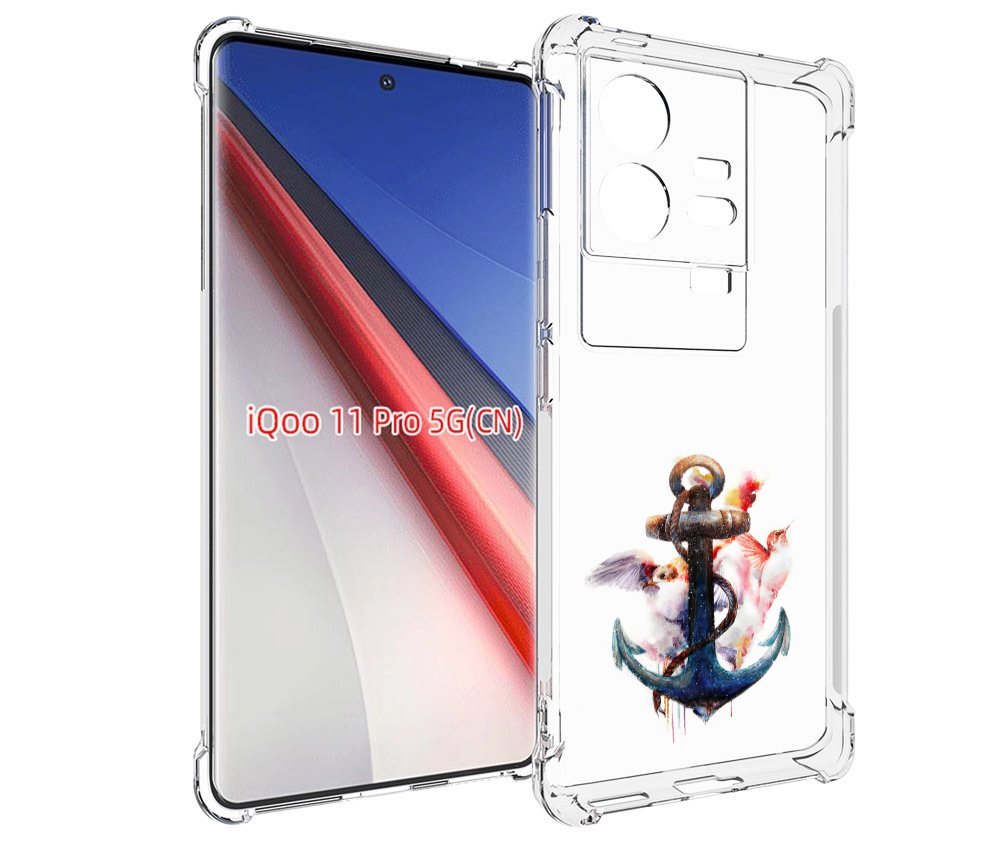 

Чехол бампер MyPads якорь с птицами для Vivo iQOO 11 Pro противо..., Прозрачный, Tocco