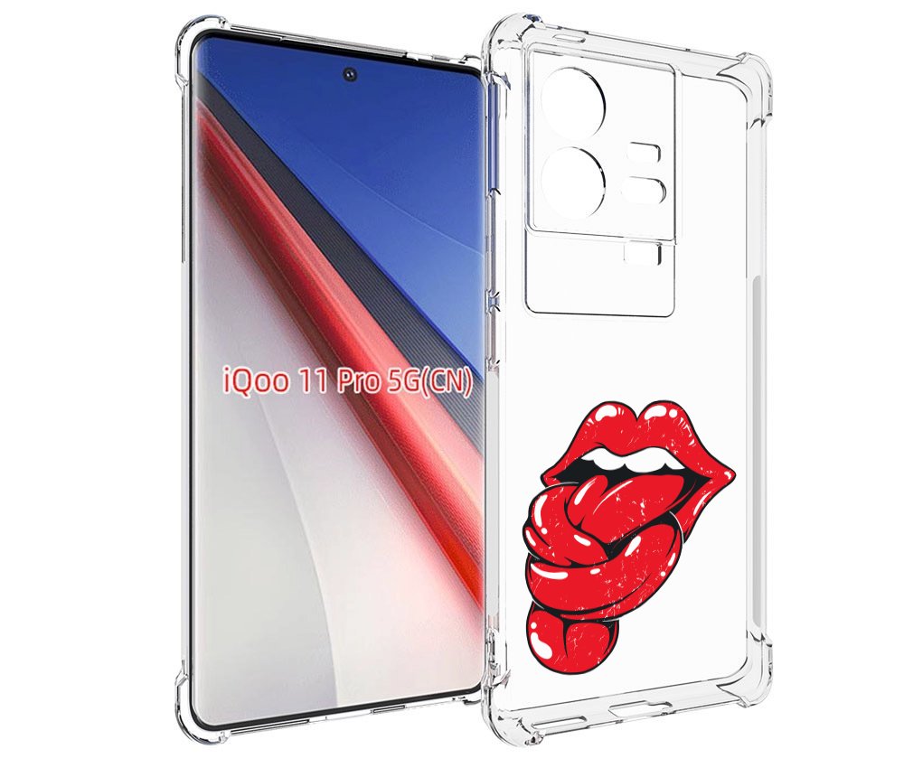 

Чехол бампер MyPads яркие губы с языком для Vivo iQOO 11 Pro про..., Прозрачный, Tocco