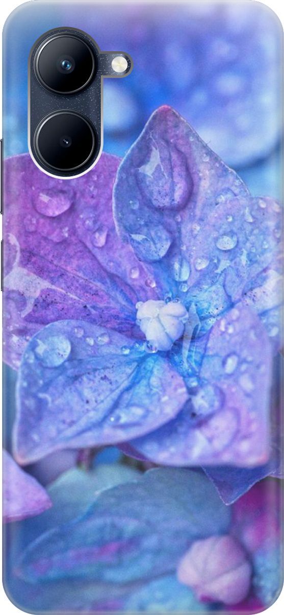 

Силиконовый чехол на realme C33 с принтом "Голубой цветочек", Голубой;фиолетовый, 1574100