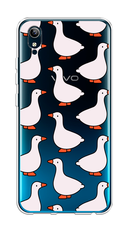 

Чехол на Vivo Y91c/Y1s "Гуси", Прозрачный;белый;оранжевый, 263250-1