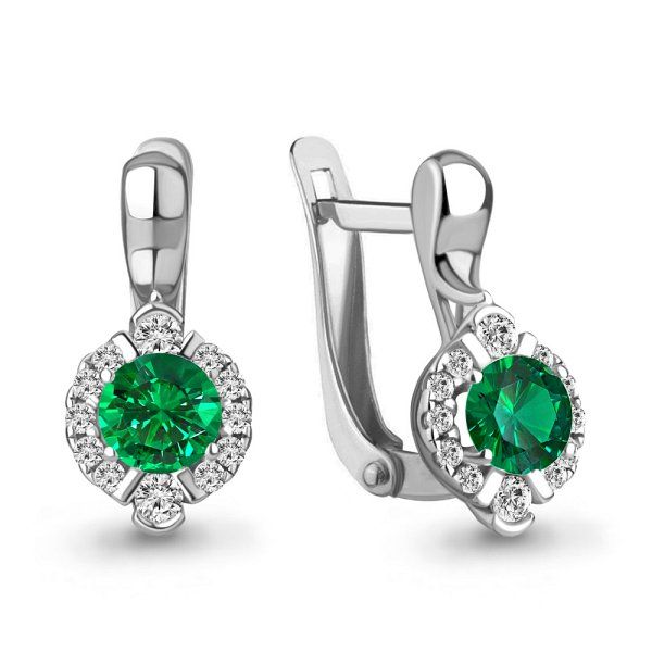 

Серьги из серебра TEO MAORI 849174АГ.5, изумруд искусственный/фианит, 849174АГ.5