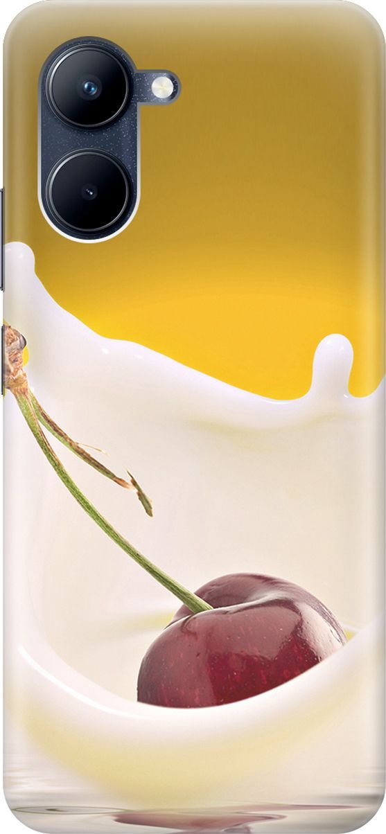 

Силиконовый чехол на realme C33 с принтом "Ягода в молоке", Белый;желтый, 1573500