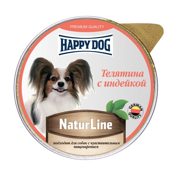 фото Влажный корм для собак happy dog natur line, телятина, индейка, 10шт, 125г