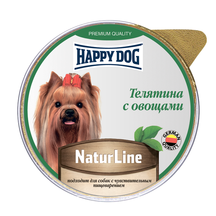 фото Влажный корм для собак happy dog natur line, телятина, овощи, 10шт, 125г