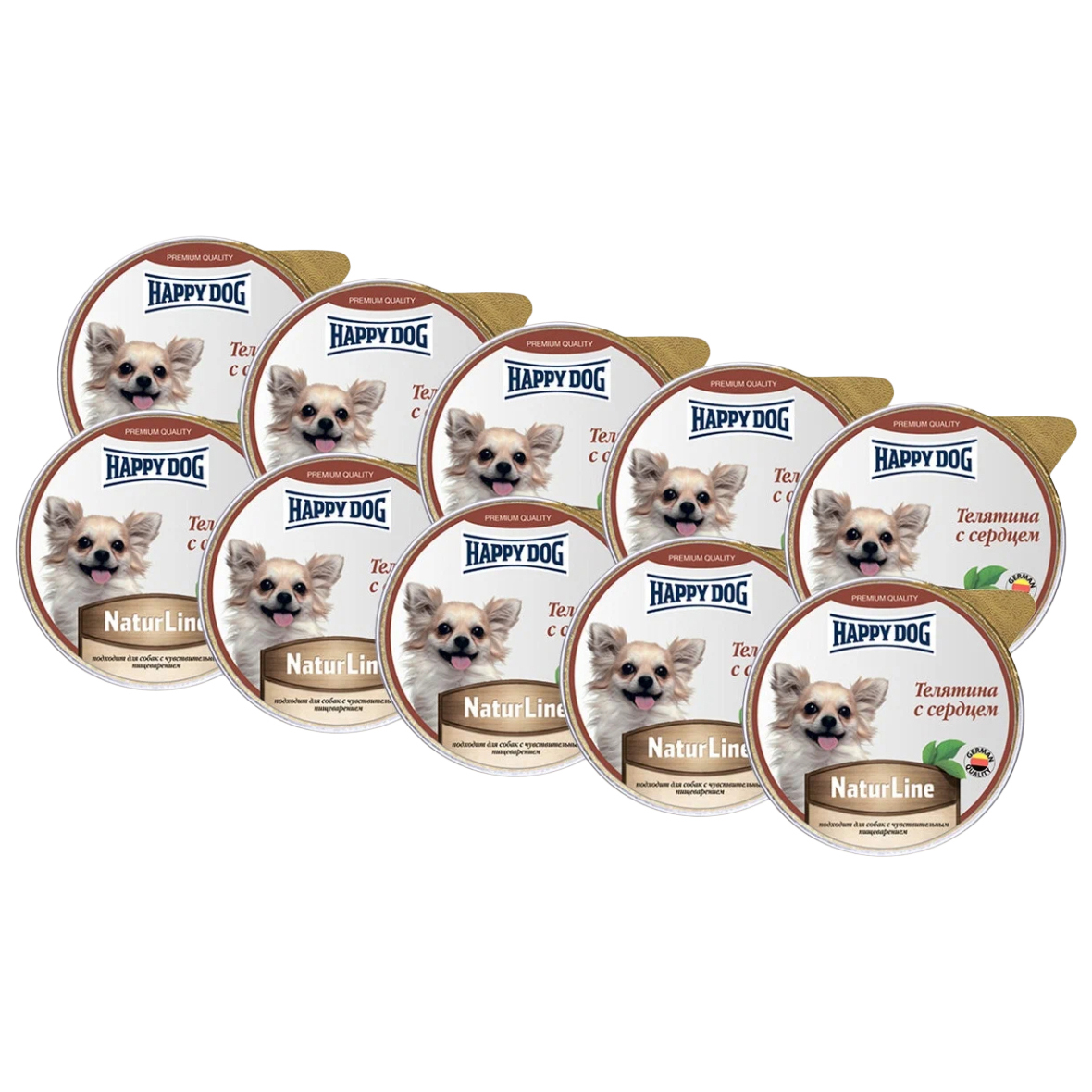 Консервы для собак Happy Dog Natur Line, телятина, сердце, 10шт по 125г