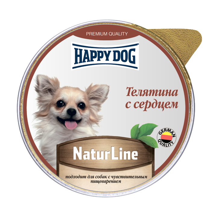 фото Влажный корм для собак happy dog natur line, телятина, сердце, 10шт, 125г