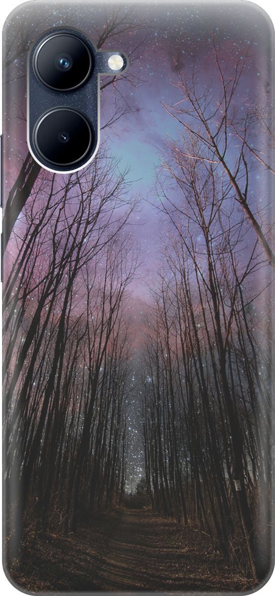 

Силиконовый чехол на realme C33 с принтом "Тропа и звездное небо", Фиолетовый;черный, 1574300