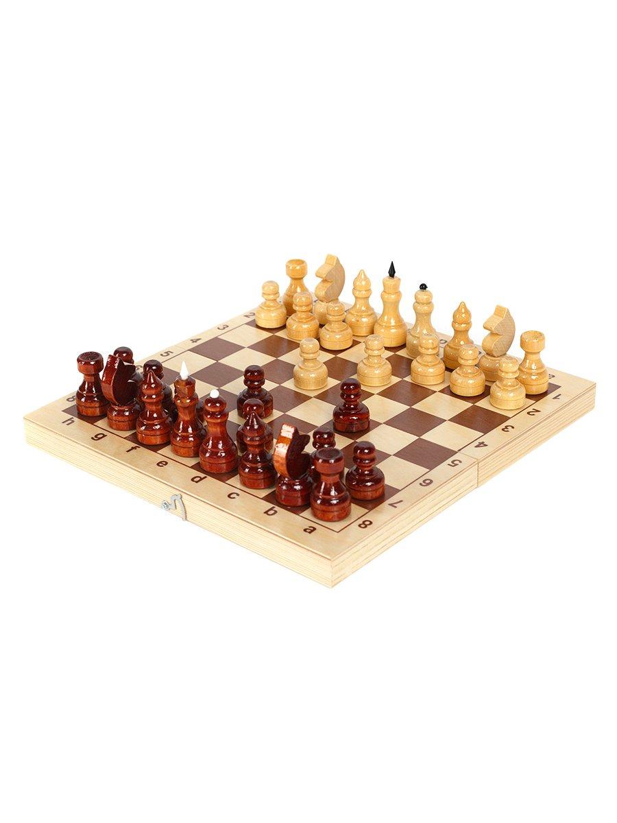 Шахматы Ладья-С обиходные деревянные лакированные фигурки с доской шахматы обиходные лакированные деревянные shantou gepai