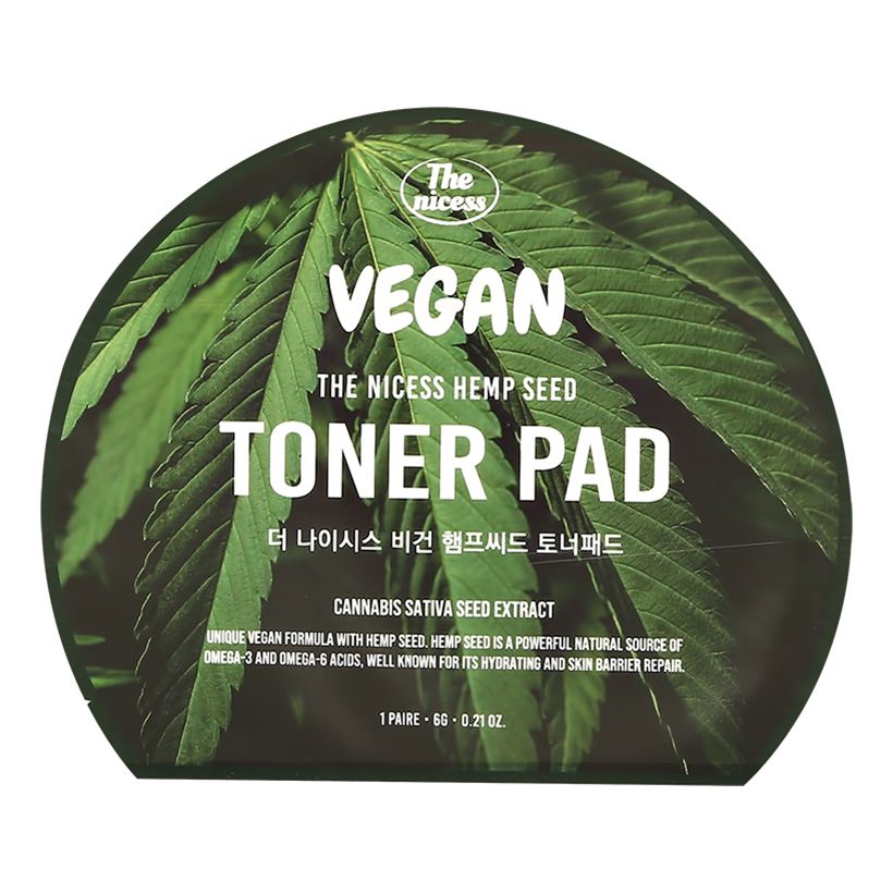 Диски для лица The nicess Vegan с экстрактом семян конопли тонизирующие 2 шт