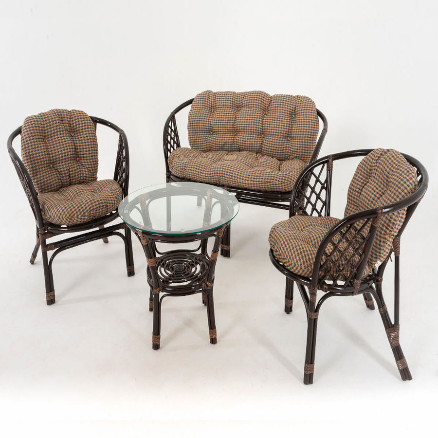 фото Набор садовой мебели vinotti "багамы" (два кресла + столик + диван) цвет: темный коньяк