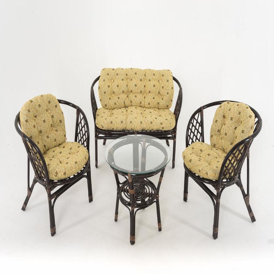 фото Набор садовой мебели vinotti "багамы" (два кресла + столик + диван) цвет: темный коньяк