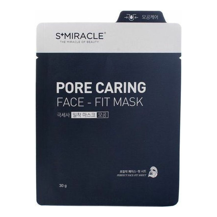 Маска для лица S+miracle Pore Caring Face Fit Mask очищающая тканевая 30 г маска для лица 7days go vegan saturday red day улучшение а лица тканевая 25 г