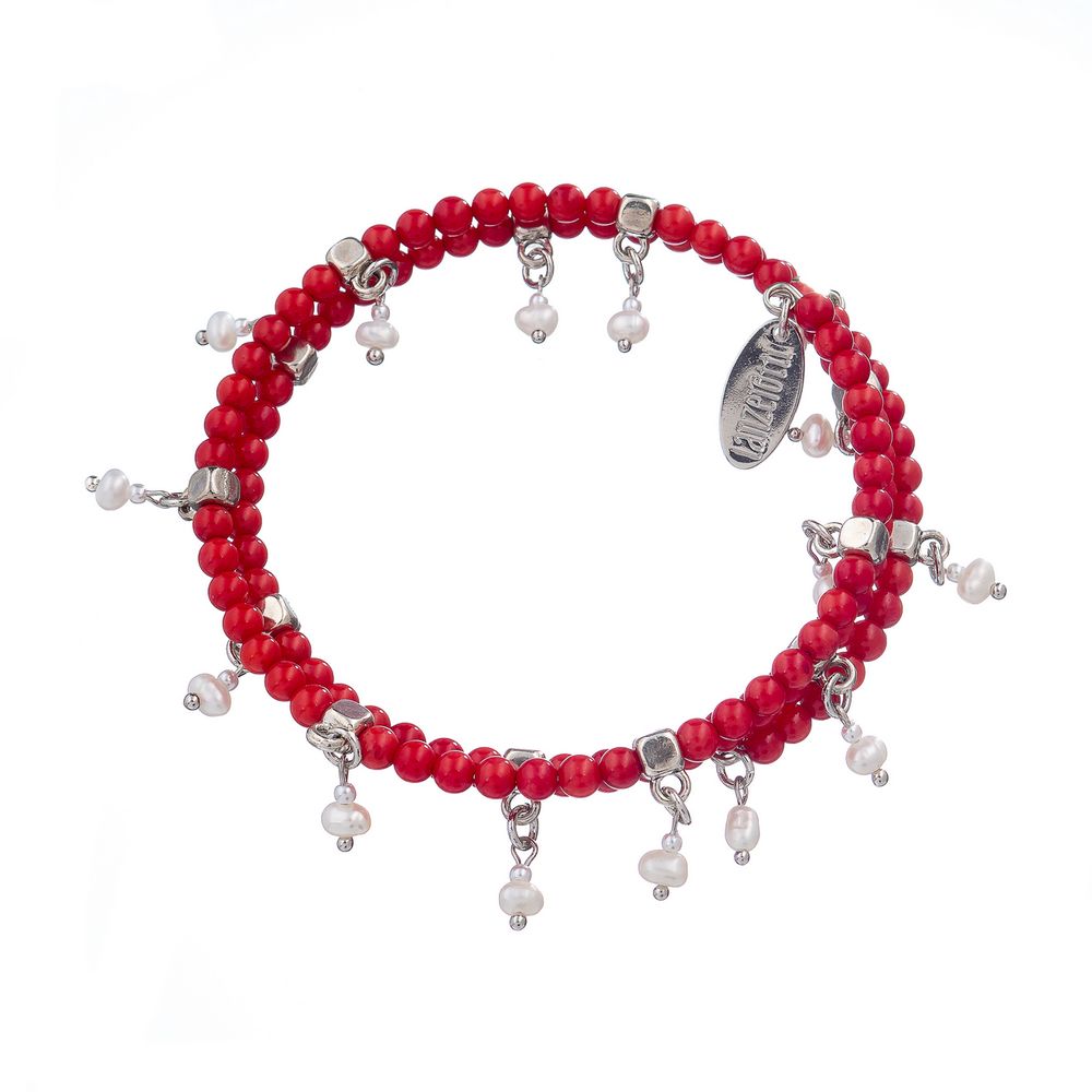 Браслет из бижутерного сплава с кораллом р.16-20 Lanzerotti LZ-23.05-228