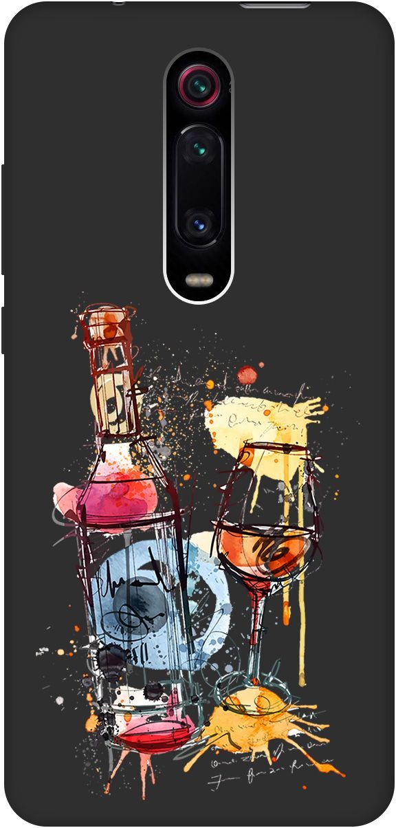

Чехол на Xiaomi Mi 9T "Aquarelle Wine" черный, Черный;голубой, 0