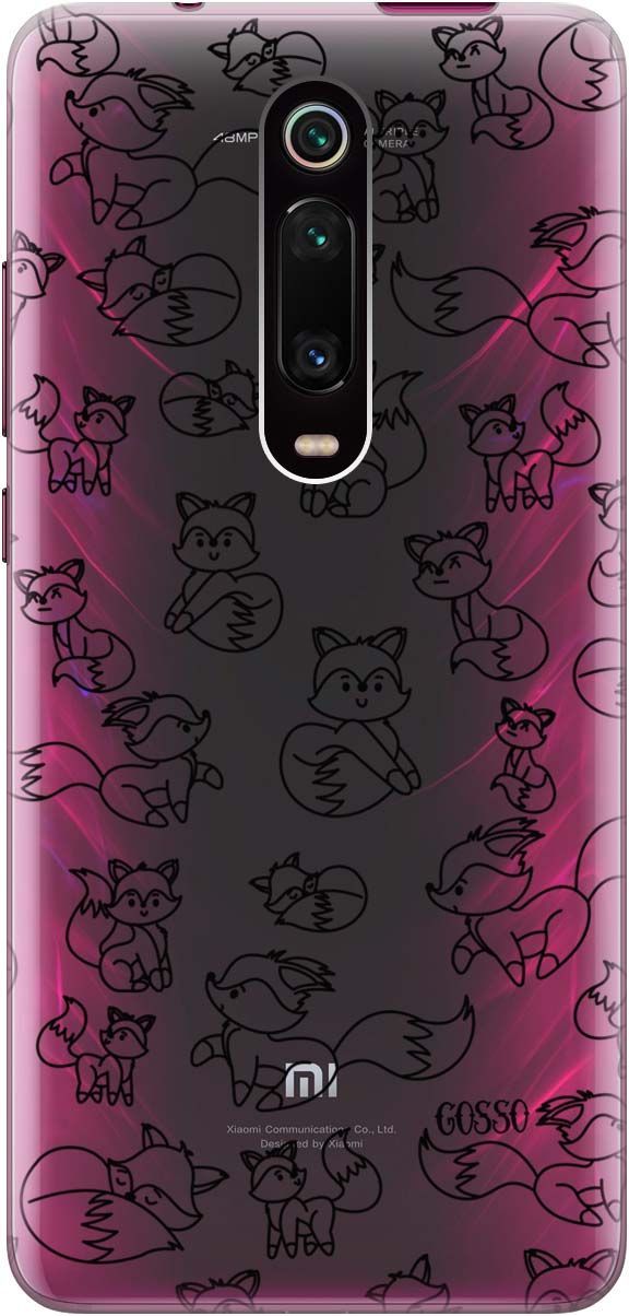

Чехол на Xiaomi Mi 9T "Funny Foxes" прозрачный, Прозрачный;черный, 0