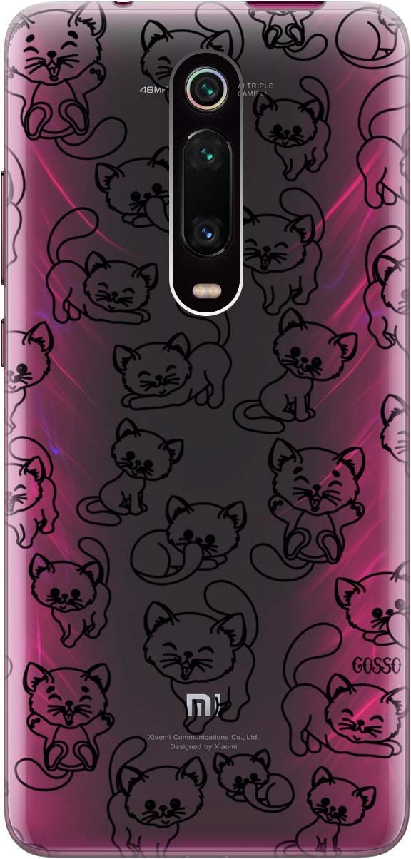 

Чехол на Xiaomi Mi 9T "Cute Kitties" прозрачный, Прозрачный;черный, 0