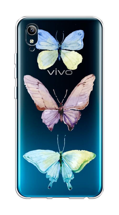 

Чехол на Vivo Y91c/Y1s "Акварельные бабочки", Бирюзовый;розовый, 263250-1