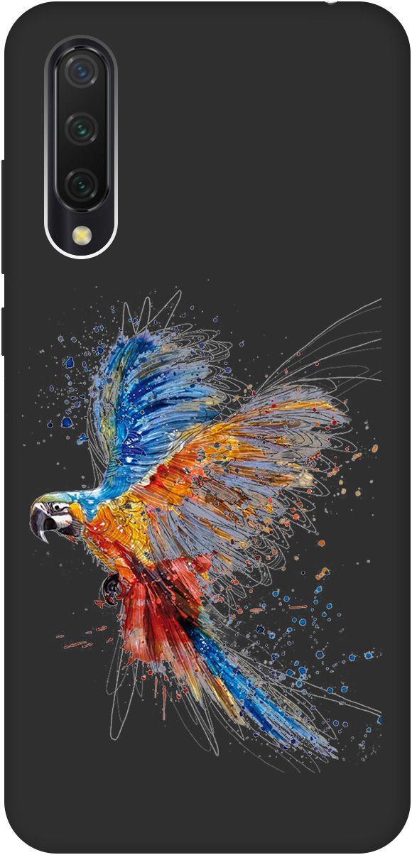 

Чехол на Xiaomi Mi 9 Lite "Colorful Parrot" черный, Черный;красный, 0
