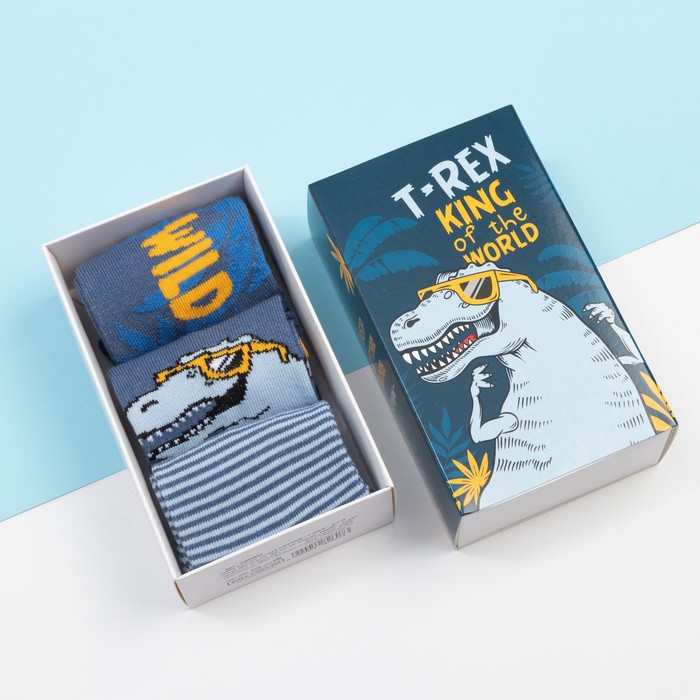 

Набор детских носков KAFTAN T-REX 3 пары, р-р 18-20, Синий, T-REX